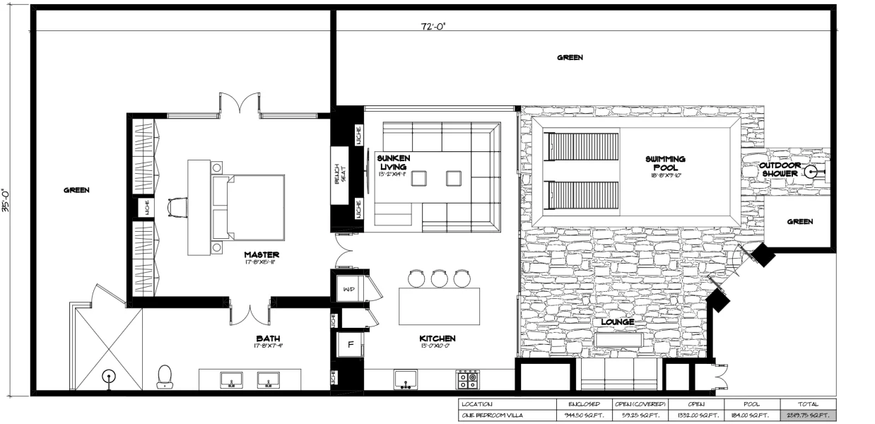 JRV 1 BR Courtyard Villa - Floorplan webopd